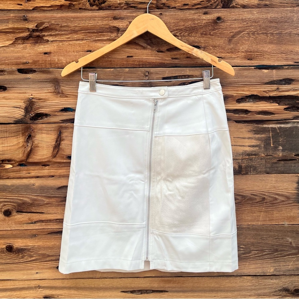 INC | Vintage Faux Leather Patchwork Zipper Skirt 6